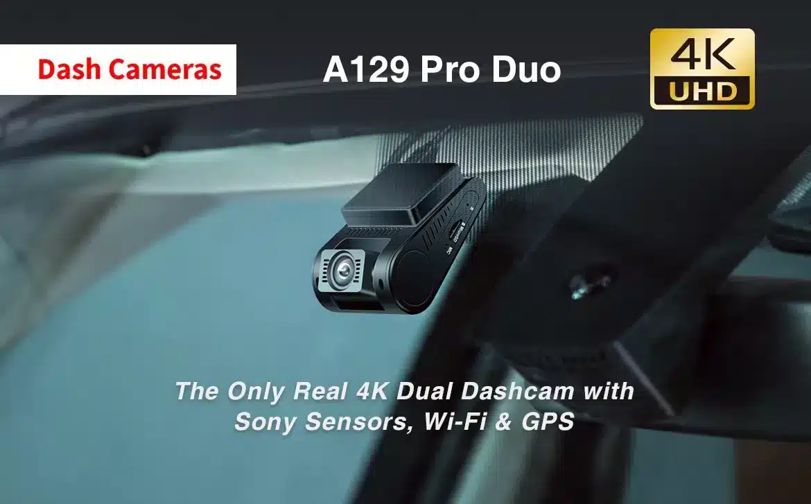 The A129 Pro Duo is the only real 4K Dual Dashcam with Sony Sensors, Wi-fi and GPS
