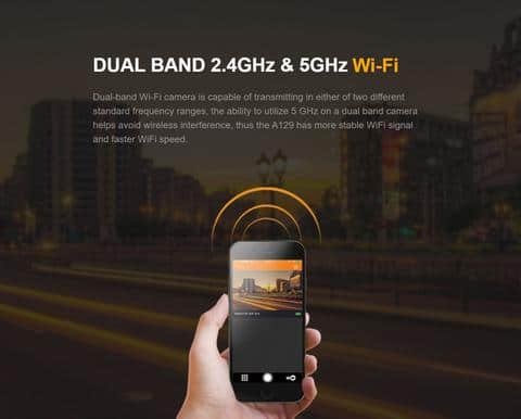 Dual Band Wi-Fi camera capable of transmitting in two different standard frequency ranges