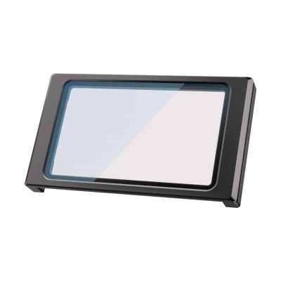 A flat-screen monitor with a black frame, isolated on a white background.
