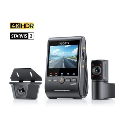 VIOFO A329SW 3CH 4K Front+2K Waterproof Rear+2K Fisheye Cabin with Sony STARVIS 2 Sensor HDR, Flexible Installation to Capture Both Inside and Outside