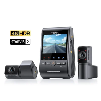 Dash Cam VIOFO A329S 3 Channel 4K Front + 2K Fisheye Cabin + 2K Rear Camera