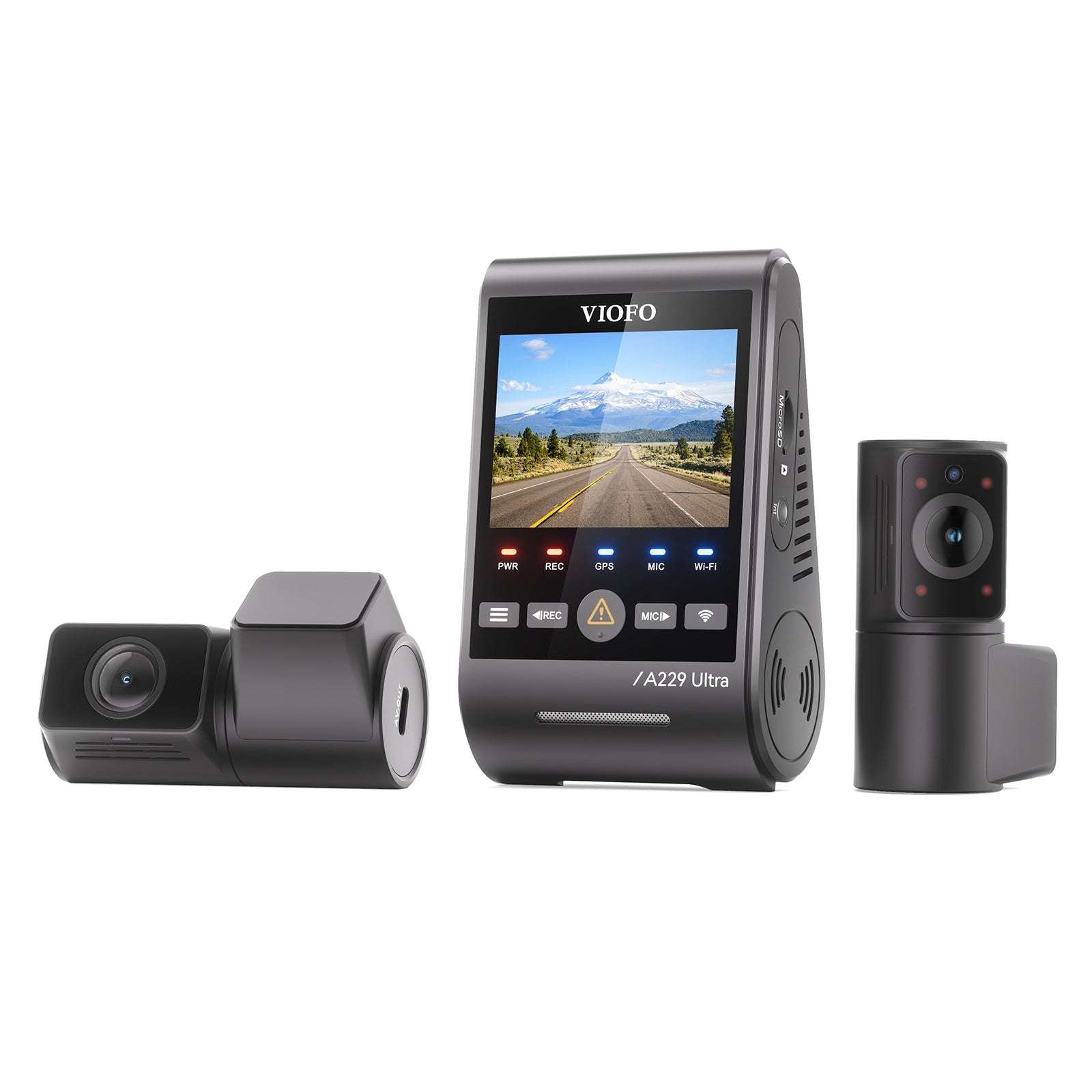Dash Cam VIOFO A229 Ultra 3 Channel Dual 4K Front & Rear + 1080P Fisheye Cabin