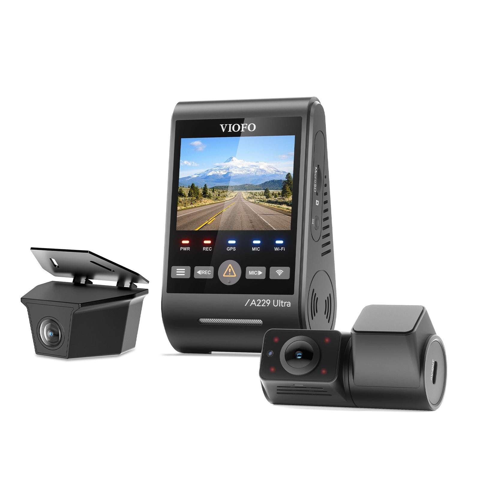 Dash Cam VIOFO A229 Ultra-W 3 Channel Dual 4K Front & Rear + 1080P Fisheye Cabin